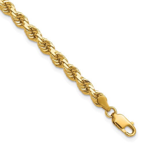 14K 7 inch 4.25mm Diamond-cut Rope with Lobster Clasp Chain