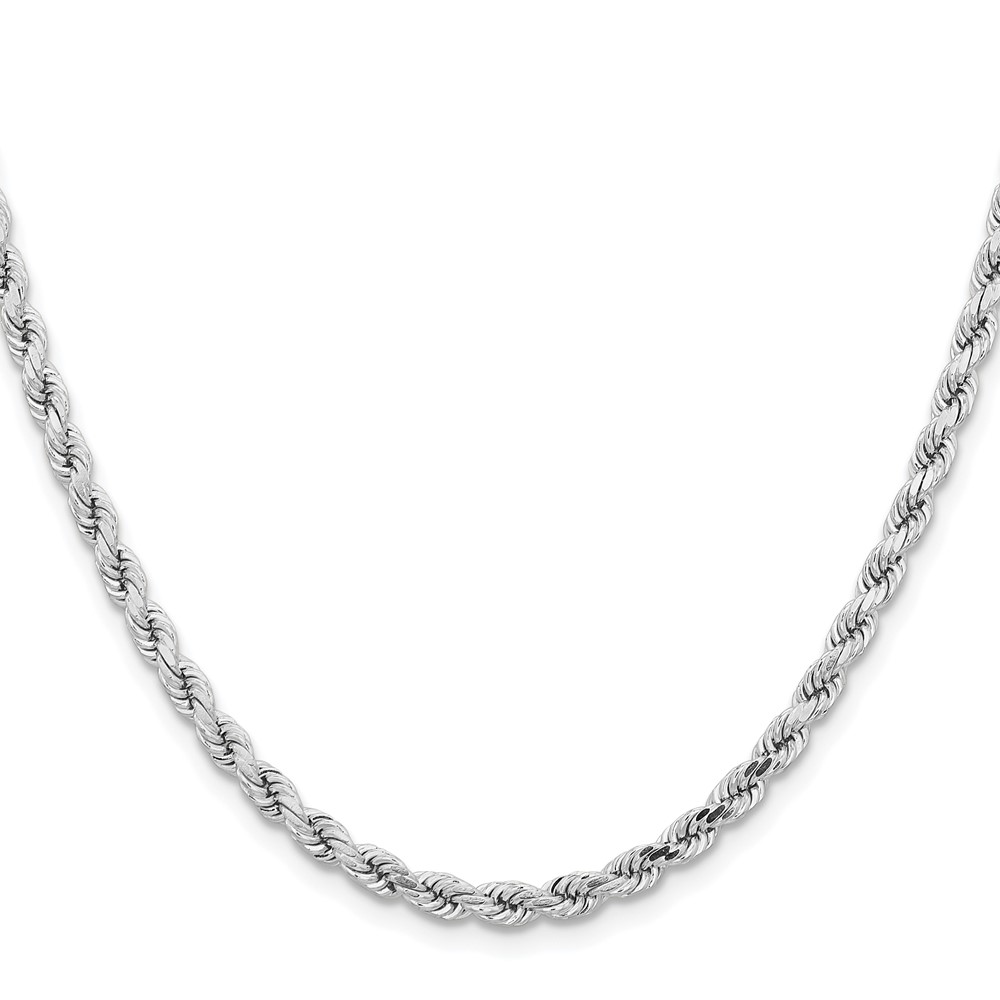 14K White Gold 24 inch 4.25mm Diamond-cut Rope with Lobster Clasp Chain (033W-24)