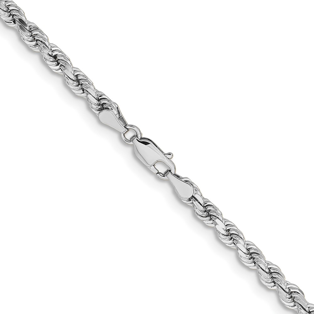 14K White Gold 24 inch 4.25mm Diamond-cut Rope with Lobster Clasp Chain (033W-24)