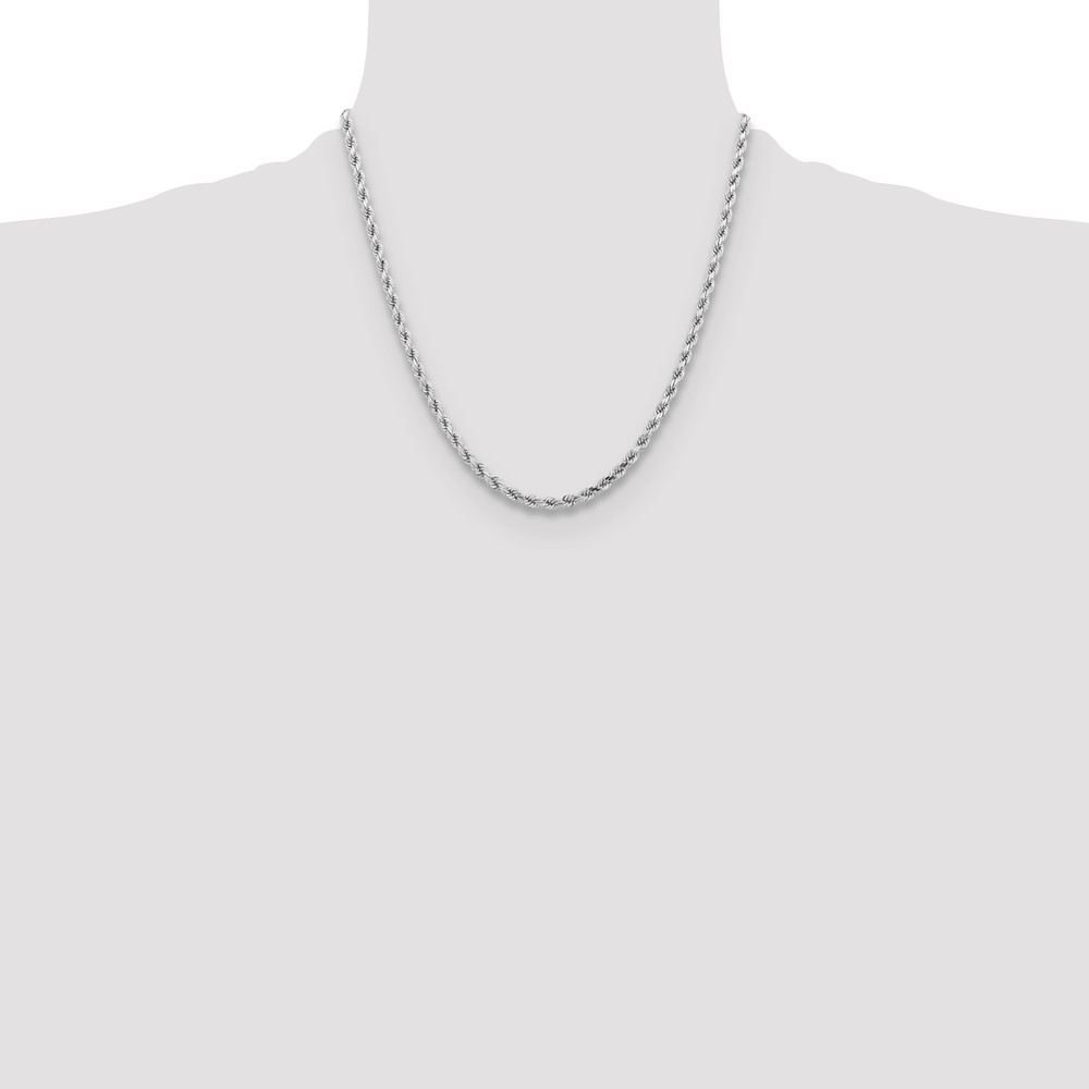 14K White Gold 20 inch 4.25mm Diamond-cut Rope with Lobster Clasp Chain (033W-20)