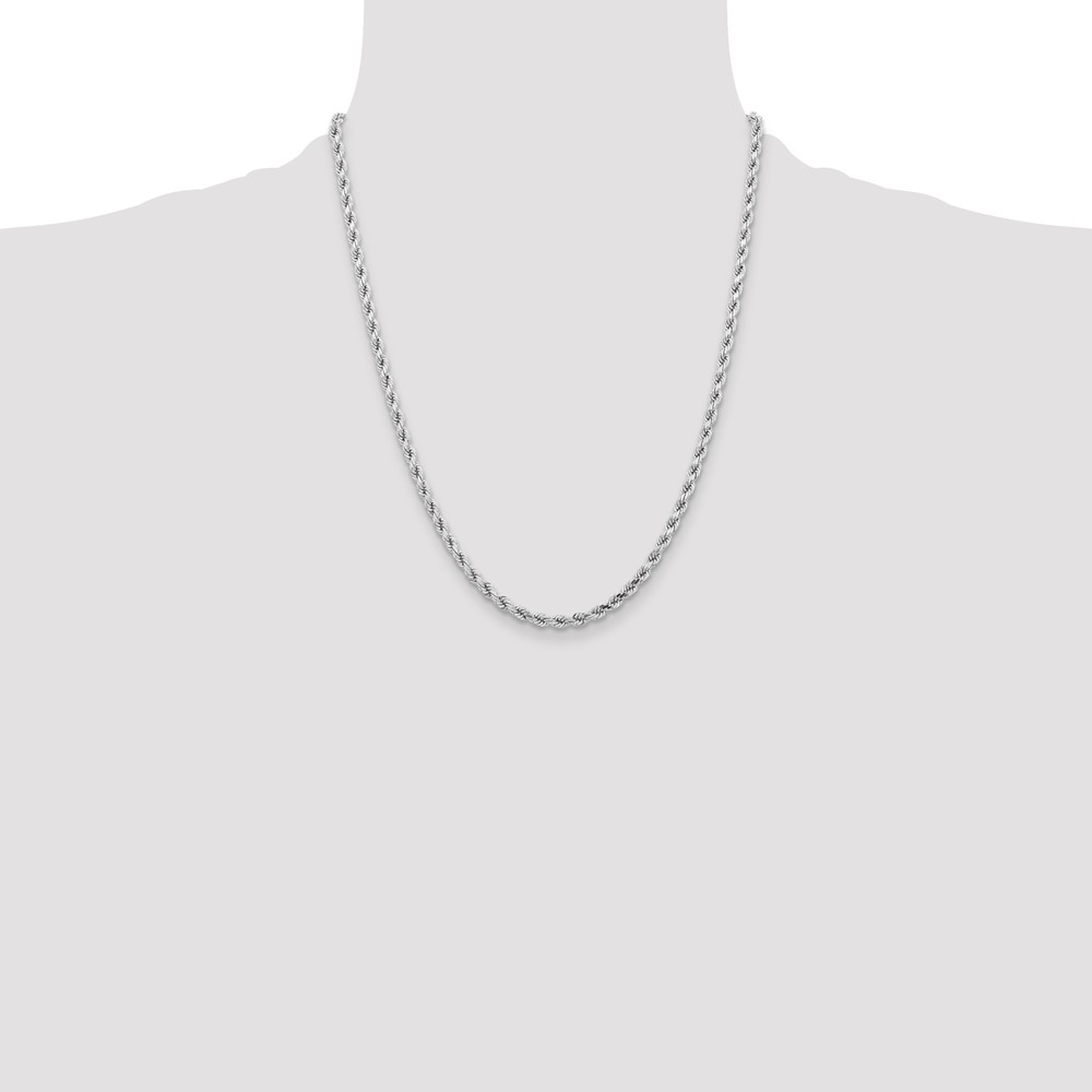 14K White Gold 22 inch 4.25mm Diamond-cut Rope with Lobster Clasp Chain (033W-22)