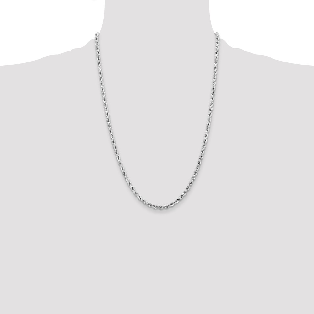 14K White Gold 24 inch 4.25mm Diamond-cut Rope with Lobster Clasp Chain (033W-24)
