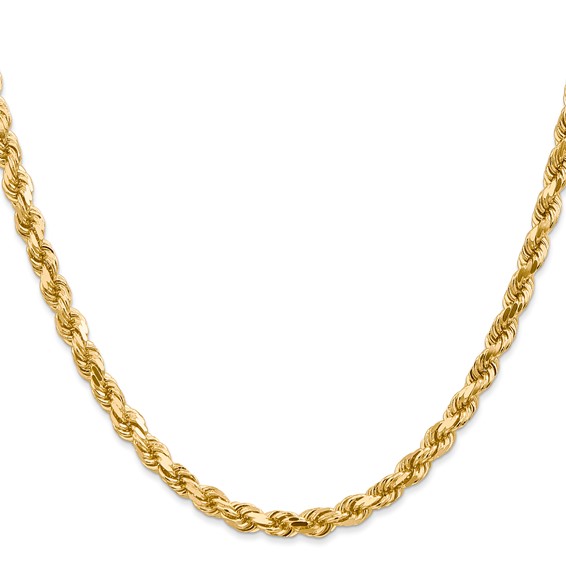 14K 4.5mm Diamond-cut Rope with Lobster Clasp Chain (per inch)