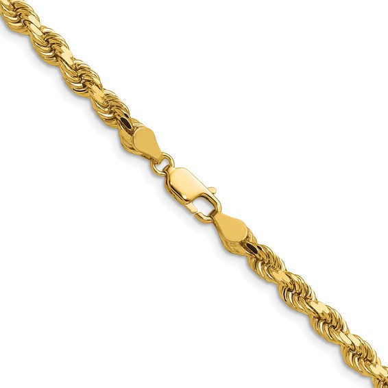 14K 4.5mm Diamond-cut Rope with Lobster Clasp Chain (per inch)