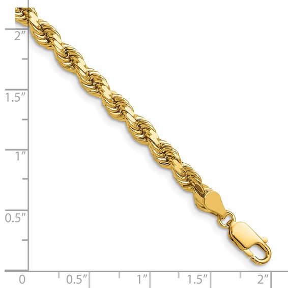 14K 4.5mm Diamond-cut Rope with Lobster Clasp Chain (per inch)