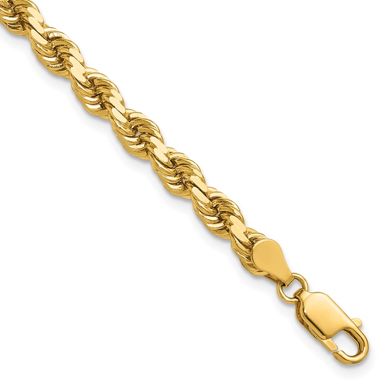 14K 8 inch 4.5mm Diamond-cut Rope with Lobster Clasp Chain