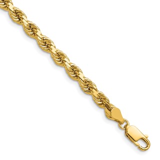 14K 4.5mm Diamond-cut Rope with Lobster Clasp Chain (per inch)