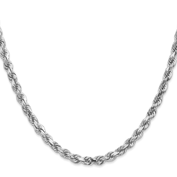 14K White Gold 4.5mm Diamond-cut Rope with Lobster Clasp Chain (per inch)