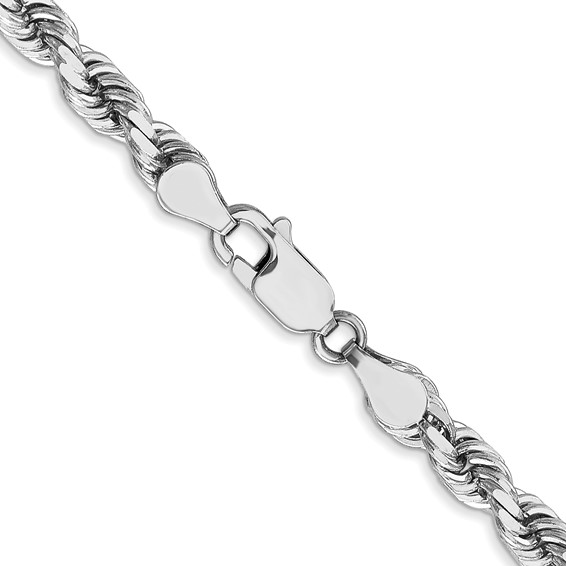 14K White Gold 4.5mm Diamond-cut Rope with Lobster Clasp Chain (per inch)