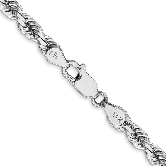 14K White Gold 4.5mm Diamond-cut Rope with Lobster Clasp Chain (per inch)