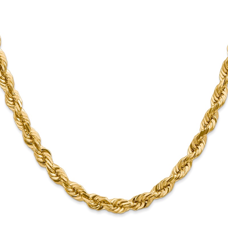 14K 22 inch 5.5mm Diamond-cut Rope with Fancy Lobster Clasp Chain