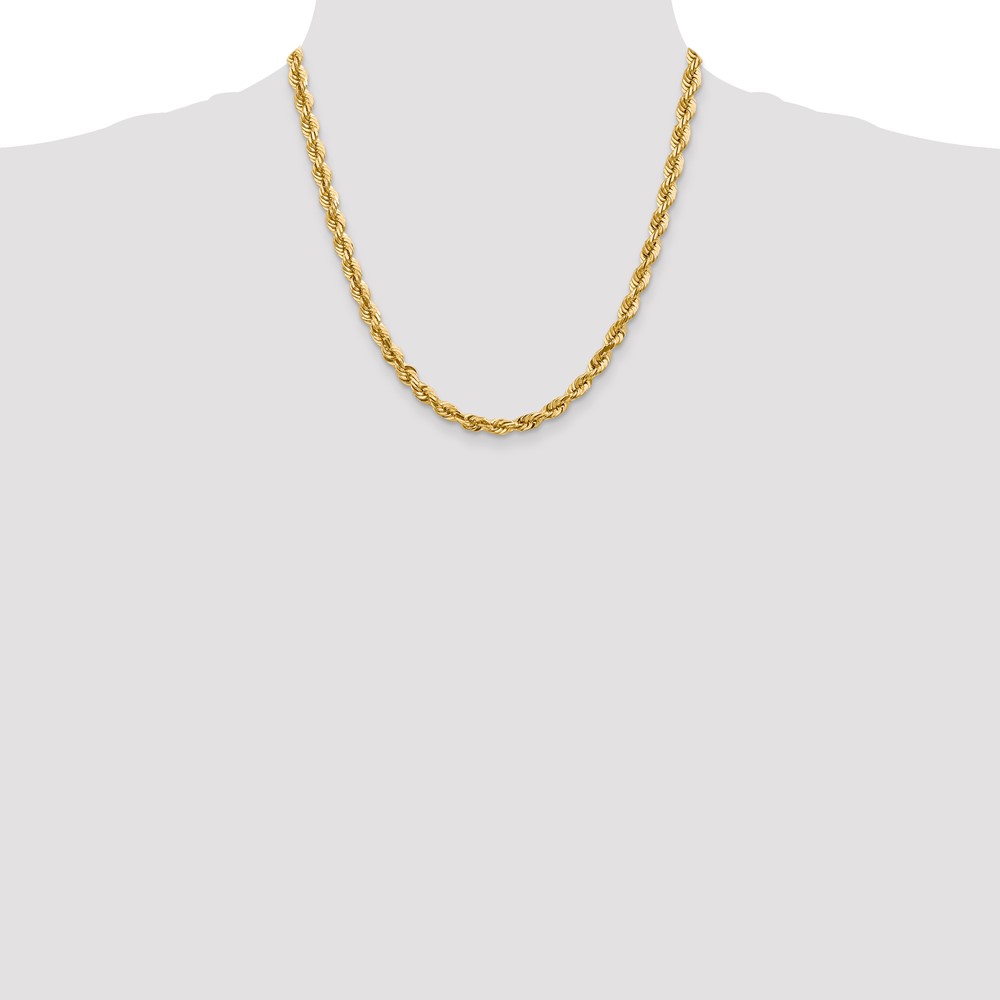 14K 20 inch 5.5mm Diamond-cut Rope with Fancy Lobster Clasp Chain (040L-20)