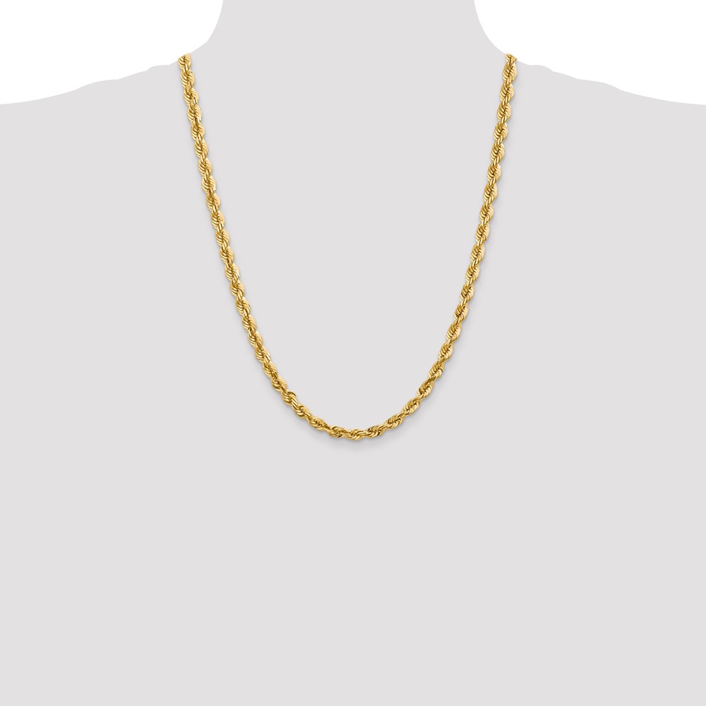 14K 24 inch 5.5mm Diamond-cut Rope with Fancy Lobster Clasp Chain (040L-24)