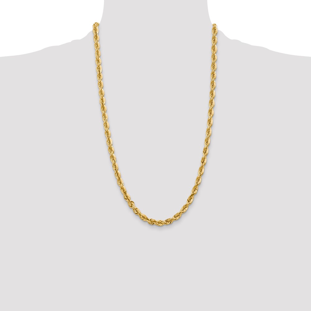 14K 26 inch 5.5mm Diamond-cut Rope with Fancy Lobster Clasp Chain (040L-26)