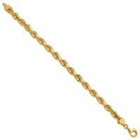 14K 5.5mm Yellow Gold Diamond-cut Rope Chain with Fancy Lobster Clasp, 7" view 2