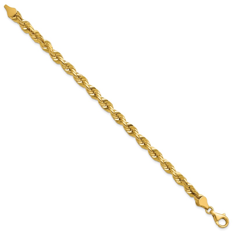 14K 8 inch 5.5mm Diamond-cut Rope with Fancy Lobster Clasp Chain