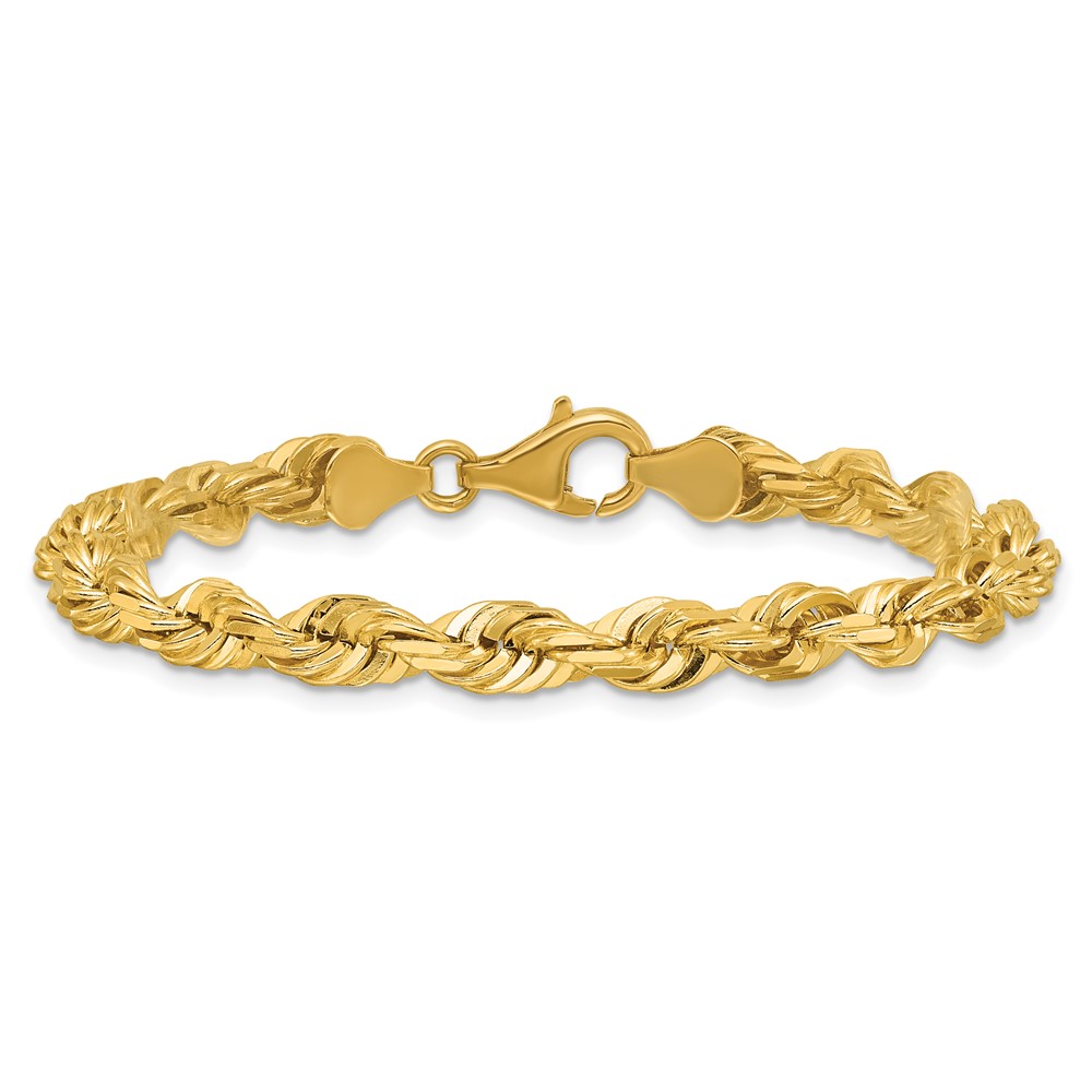14K 8 inch 5.5mm Diamond-cut Rope with Fancy Lobster Clasp Chain (040L-8)