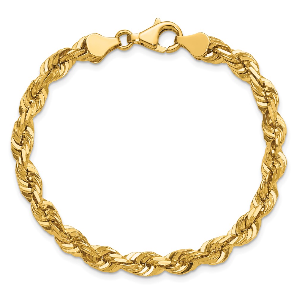 14K 8 inch 5.5mm Diamond-cut Rope with Fancy Lobster Clasp Chain (040L-8)
