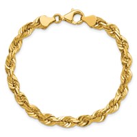 14K 5.5mm Yellow Gold Diamond-cut Rope Chain with Fancy Lobster Clasp, 7" view 5