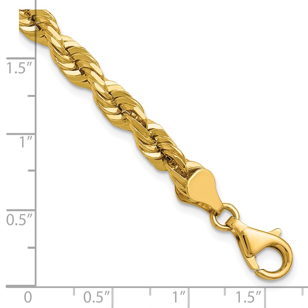 14K 8 inch 5.5mm Diamond-cut Rope with Fancy Lobster Clasp Chain (040L-8)