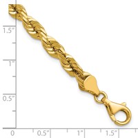 14K 5.5mm Yellow Gold Diamond-cut Rope Chain with Fancy Lobster Clasp, 7" view 3
