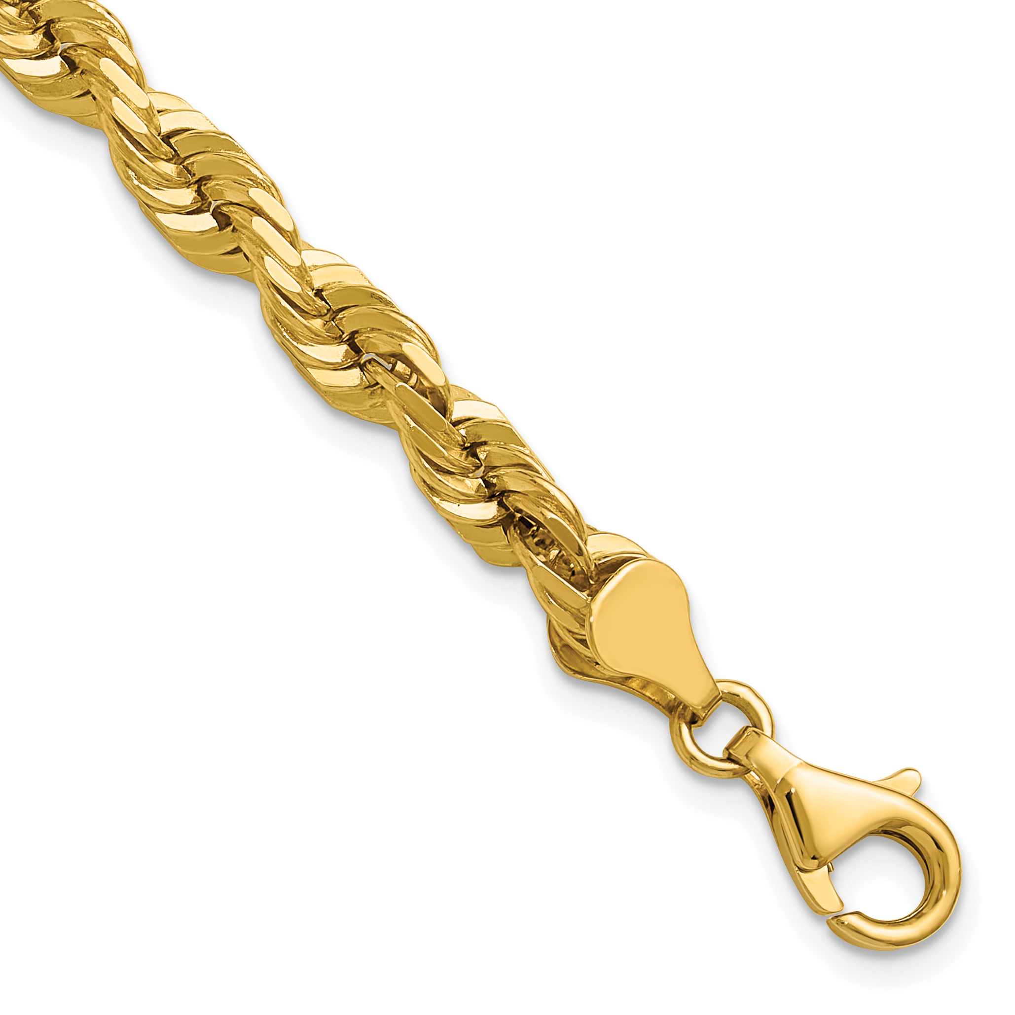 14K 8 inch 5.5mm Diamond-cut Rope with Fancy Lobster Clasp Chain (040L-8)