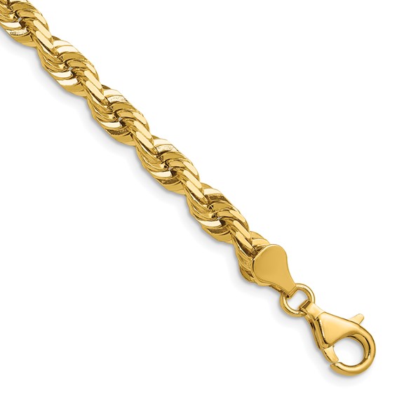 14K 5.5mm Diamond-cut Rope with Lobster Clasp Chain (per inch)