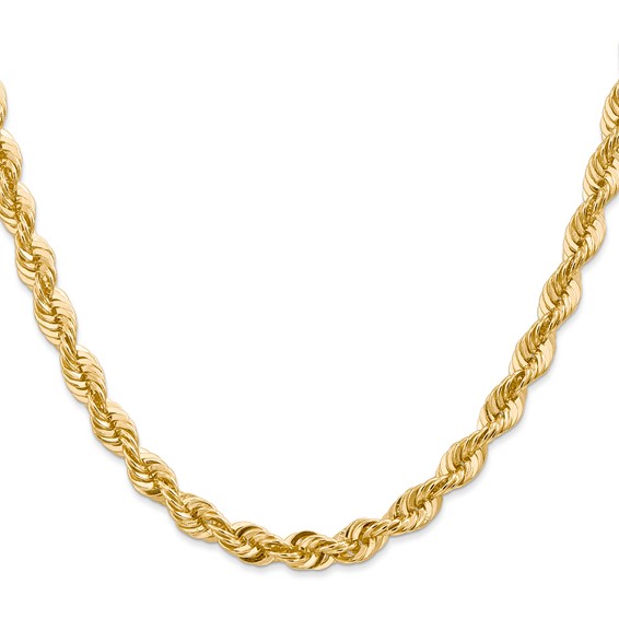 14K 6mm Regular Rope with Lobster Clasp Chain (per inch)