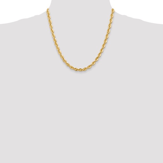 14K 6mm Regular Rope with Lobster Clasp Chain (per inch)