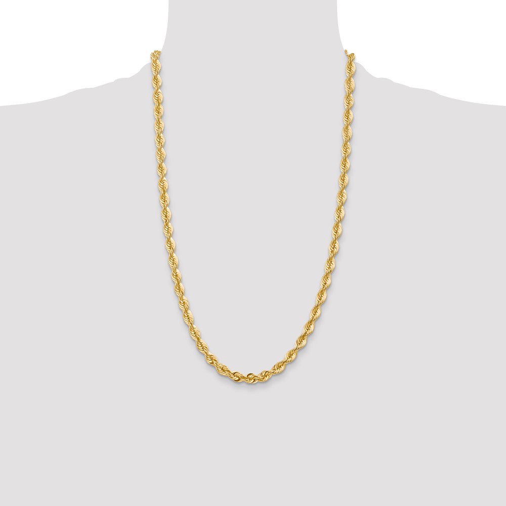 14K 26 inch 6mm Regular Rope with Fancy Lobster Clasp Chain (040S-26)