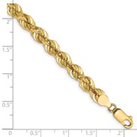 14K 6mm Yellow Gold Regular Rope Chain with Fancy Lobster Clasp, 9" view 2