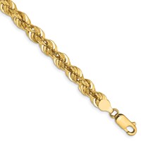 14K 6mm Yellow Gold Regular Rope Chain with Fancy Lobster Clasp, 9" view 1