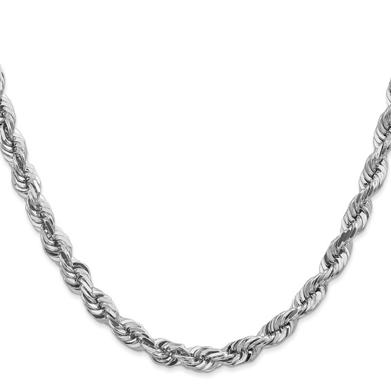 14K White Gold 5.5mm Diamond-cut Rope with Lobster Clasp Chain (per inch)