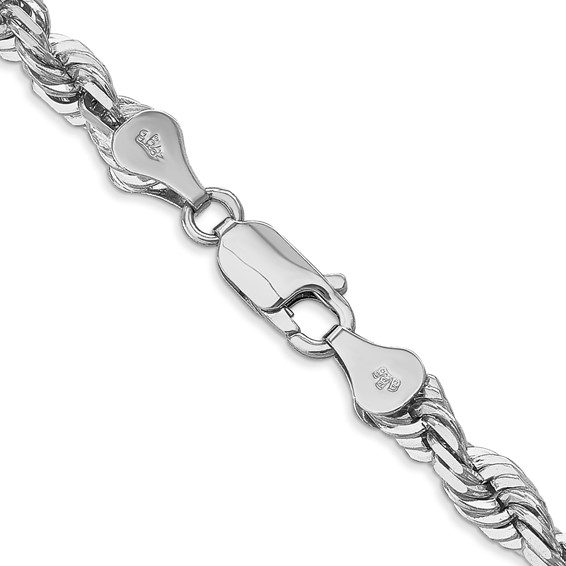 14K White Gold 5.5mm Diamond-cut Rope with Lobster Clasp Chain (per inch)