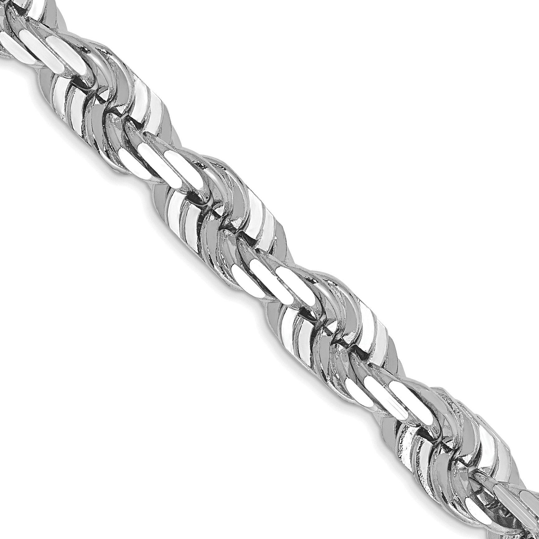 14K White Gold 22 inch 5.5mm Diamond-cut Rope with Lobster Clasp Chain (040W-22)