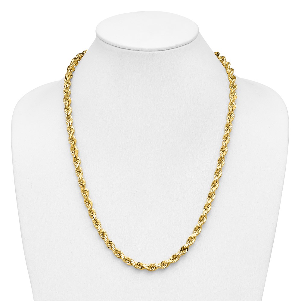 14K 24 inch 6.5mm Diamond-cut Rope with Fancy Lobster Clasp Chain (045L-24)
