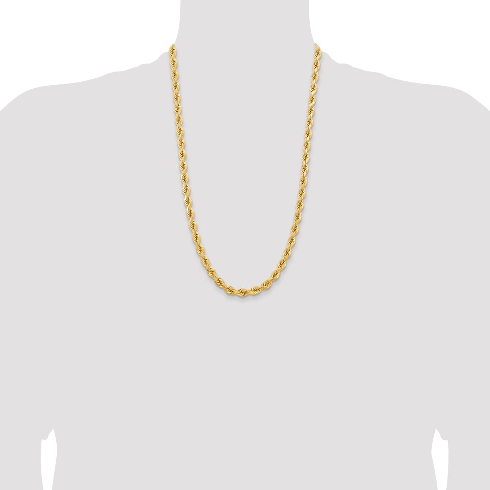 14K 26 inch 6.5mm Diamond-cut Rope with Fancy Lobster Clasp Chain (045L-26)