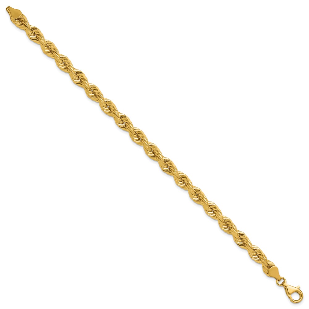 14K 8 inch 6.5mm Diamond-cut Rope with Fancy Lobster Clasp Chain (045L-8)