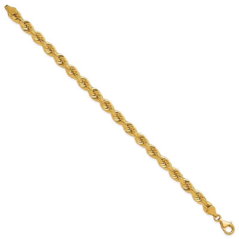14K 8 inch 6.5mm Diamond-cut Rope with Fancy Lobster Clasp Chain