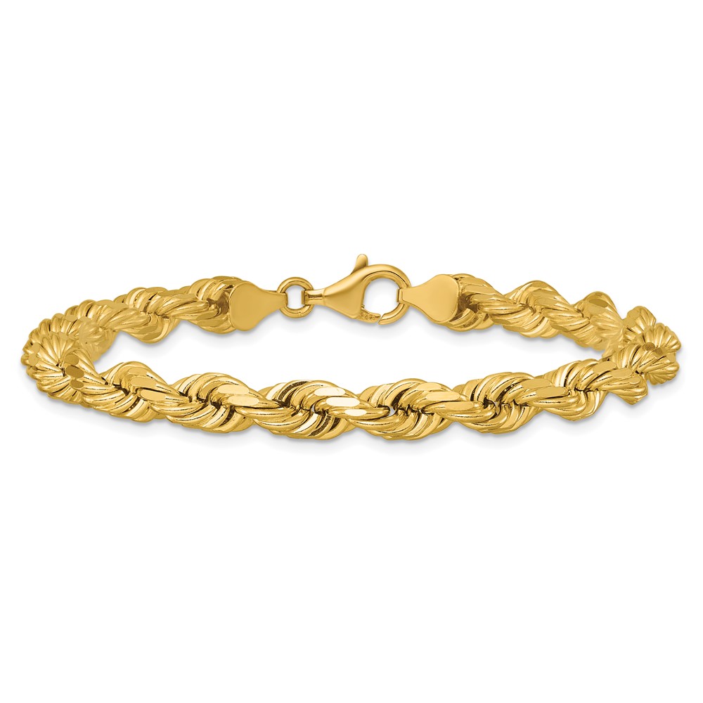 14K 8 inch 6.5mm Diamond-cut Rope with Fancy Lobster Clasp Chain (045L-8)