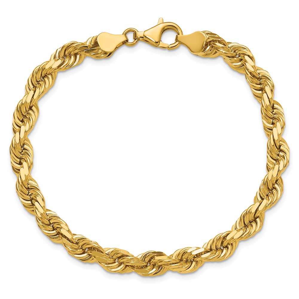 14K 8 inch 6.5mm Diamond-cut Rope with Fancy Lobster Clasp Chain (045L-8)