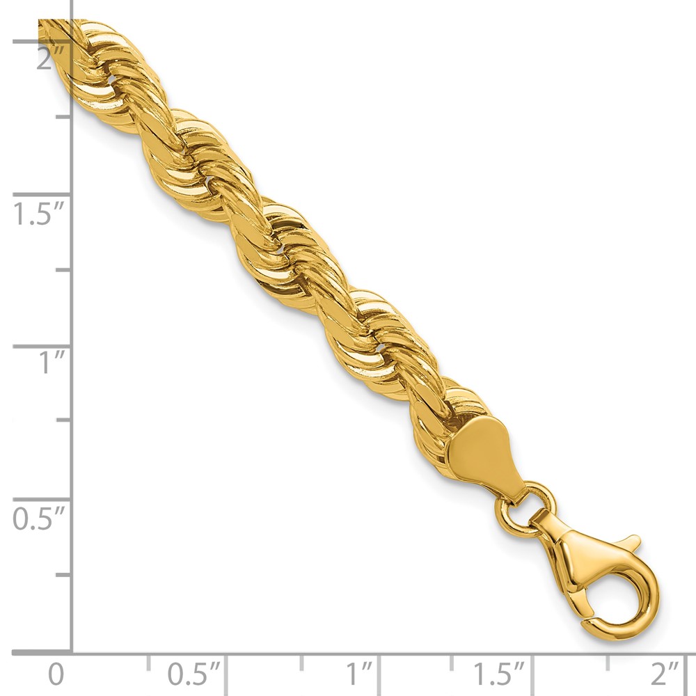 14K 8 inch 6.5mm Diamond-cut Rope with Fancy Lobster Clasp Chain (045L-8)