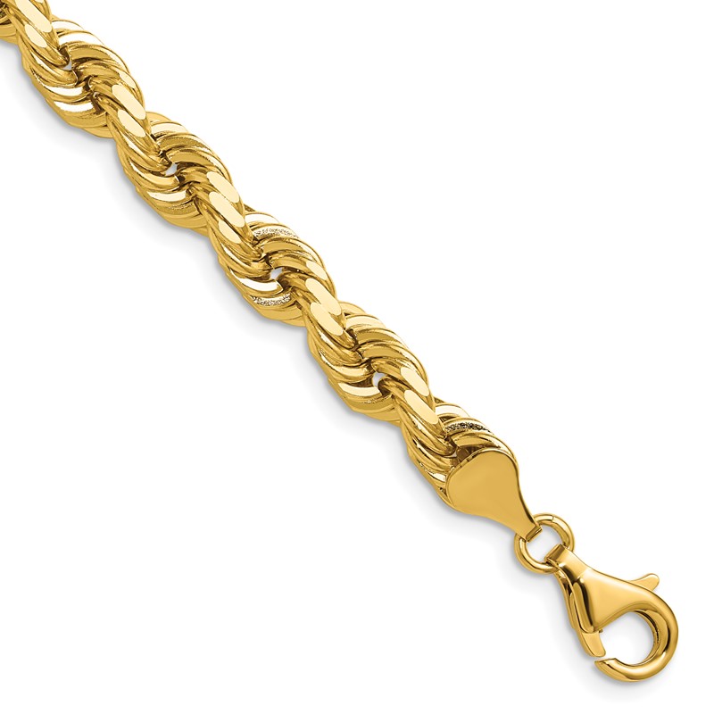 14K 20 inch 6.5mm Diamond-cut Rope with Fancy Lobster Clasp Chain