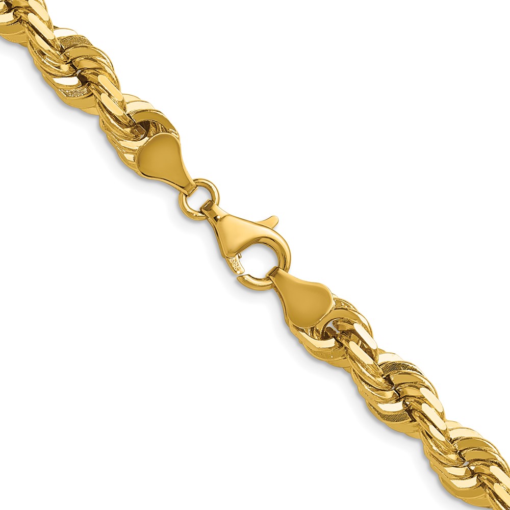 14K 22 inch 7mm Diamond-cut Rope with Fancy Lobster Clasp Chain (050-22)