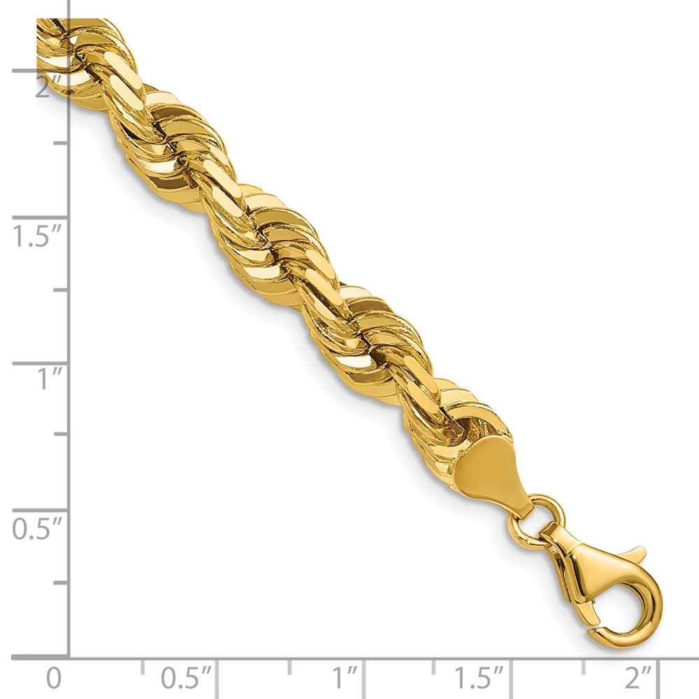 14K 22 inch 7mm Diamond-cut Rope with Fancy Lobster Clasp Chain (050-22)
