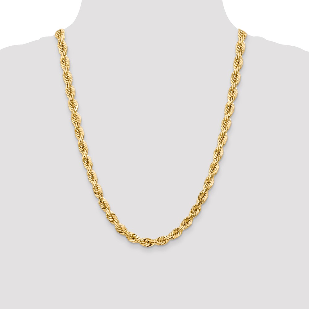 14K 24 inch 7mm Diamond-cut Rope with Fancy Lobster Clasp Chain (050-24)