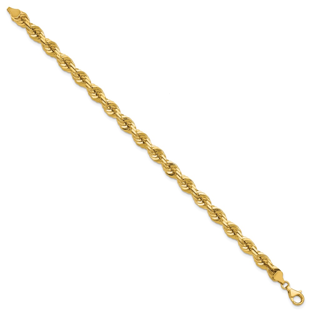 14K 9 inch 7mm Diamond-cut Rope with Fancy Lobster Clasp Chain (050-9)
