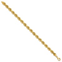 14K 7mm Yellow Gold Diamond-cut Rope Chain with Fancy Lobster Clasp, 9" view 2