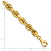 14K 7mm Yellow Gold Diamond-cut Rope Chain with Fancy Lobster Clasp, 9" view 5