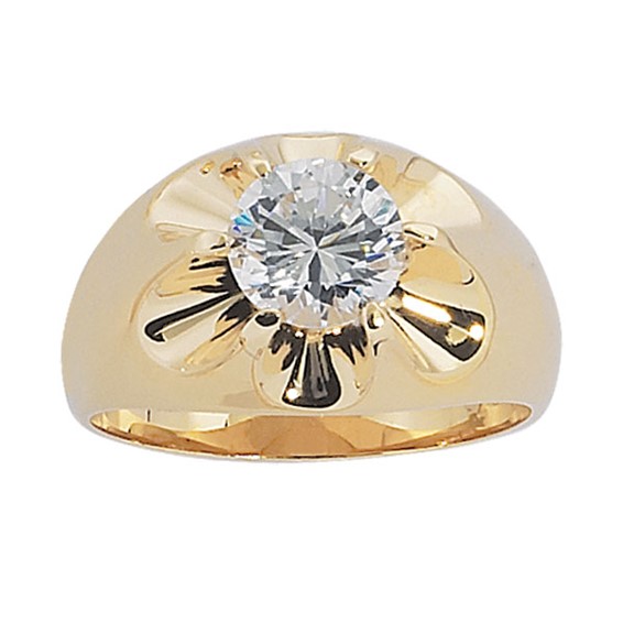 10k Men's Diamond Solitaire Ring for 2ct-2.50ct Center with Bright Polish F